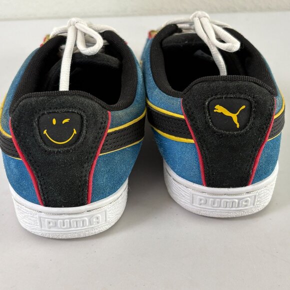 Puma SmileyWorld Suede Kids Sneakers Size 7 C Royal Blue Gold Shoes 384928-01 - Picture 4 of 11